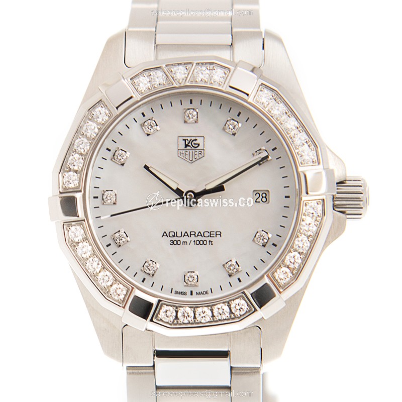 Tag Heuer AQUARACER Replica - Quartz - Stainless Steel - White Dial - Silver Strap