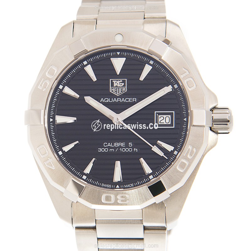 Tag Heuer AQUARACER Replica - Automatic - Steel - Black - Silver Steel Clasp