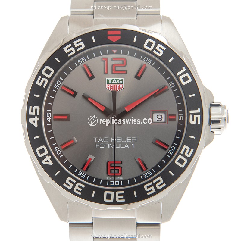 Tag Heuer WAZ1018.BA0842 F1 Quartz - Steel Case - Gray Dial - Silver Strap - Luxury Replica F1 Watch