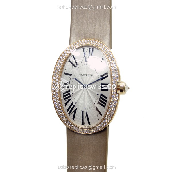 Cartier WB520005 Baignoire - Automatic - 18kt Rose Gold - Diamond Set - Silver Dial