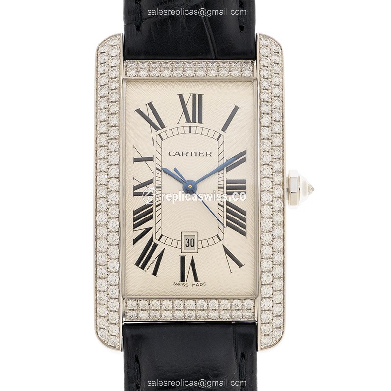 Cartier Tank Replica - Automatic - 18kt - Beige - Alligator