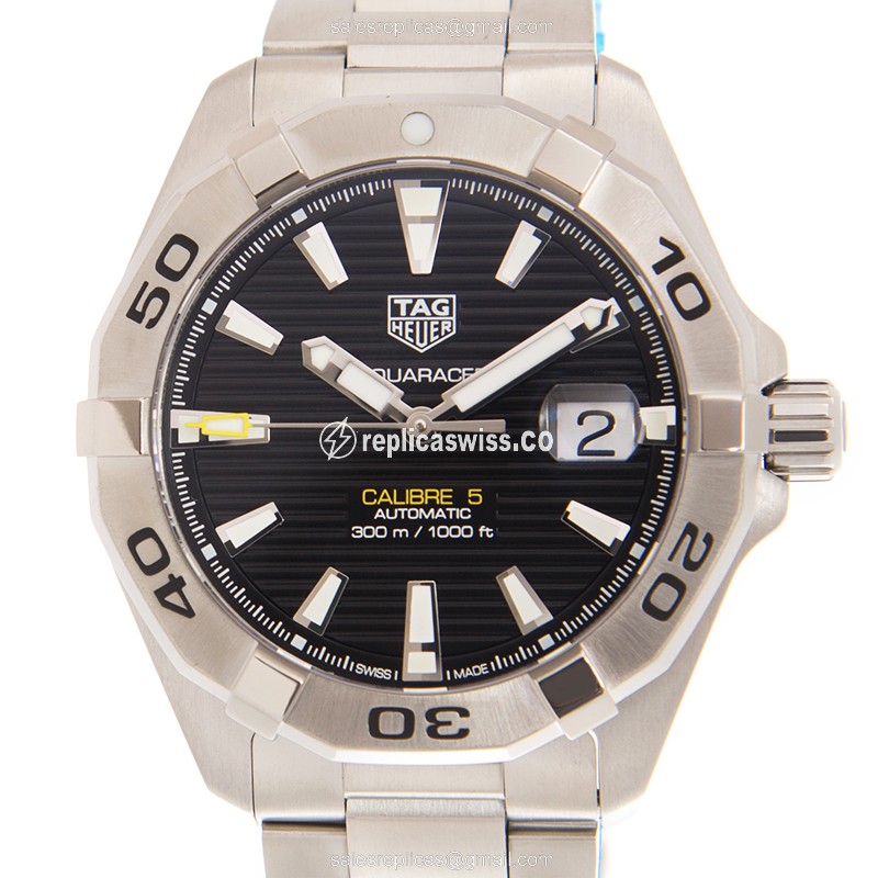 Tag Heuer AQUARACER Automatic - Black Dial - Silver Steel - Clasp - 41mm - Luxury Replica AQUARACER Watch