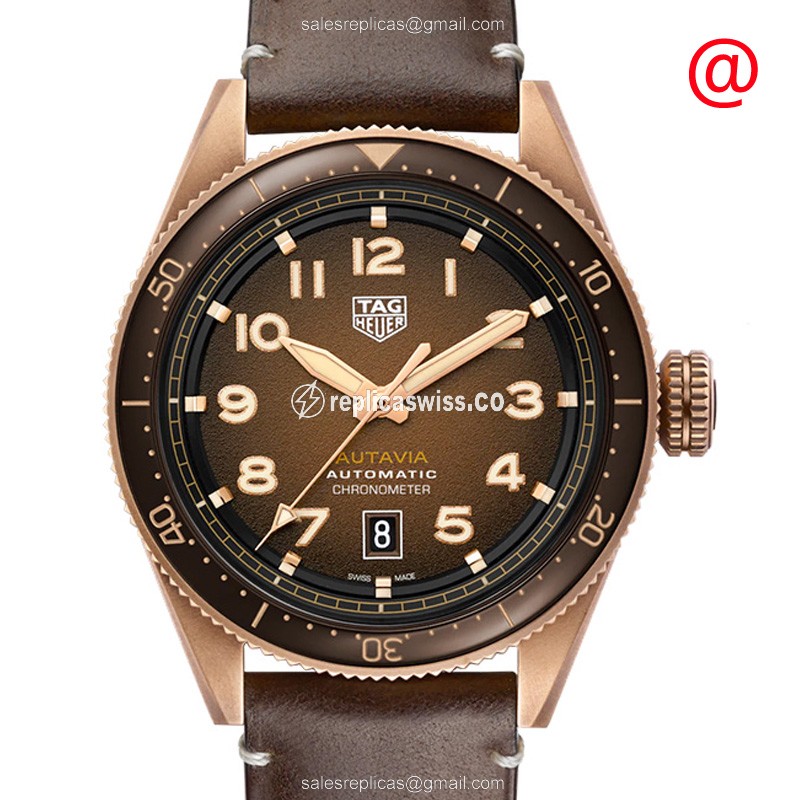 Automatic Tag Heuer Aquaracer Bronze - Brown Dial, Leather Strap - Clasp - Luxury Replica AQUARACER Watch