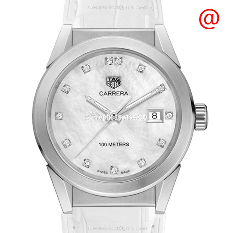 Rolex CARRERA WBG1312 Quartz - Steel Case - White Dial - Leather Strap - Buckle Clasp