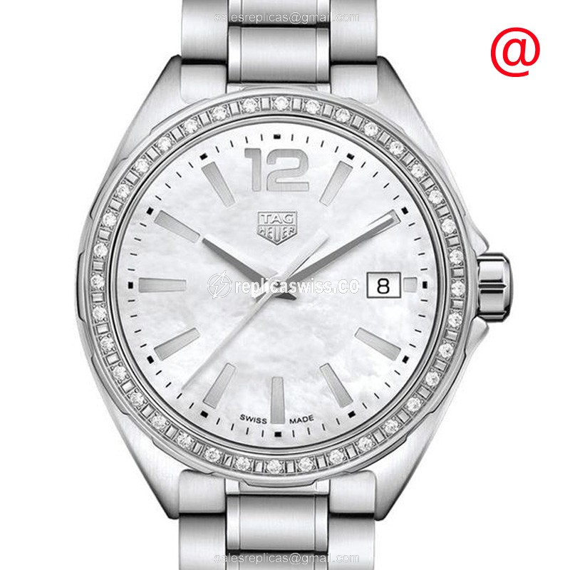 Formula 1 Quartz Watch - Tag Heuer Replica - Diamond-Trimmed White Dial - Silver Steel Band