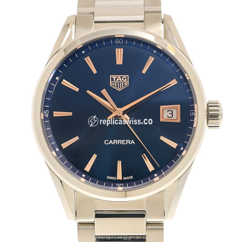 Tag Heuer Carrera Quartz Steel Blue Dial Silver Clasp Steel Strap