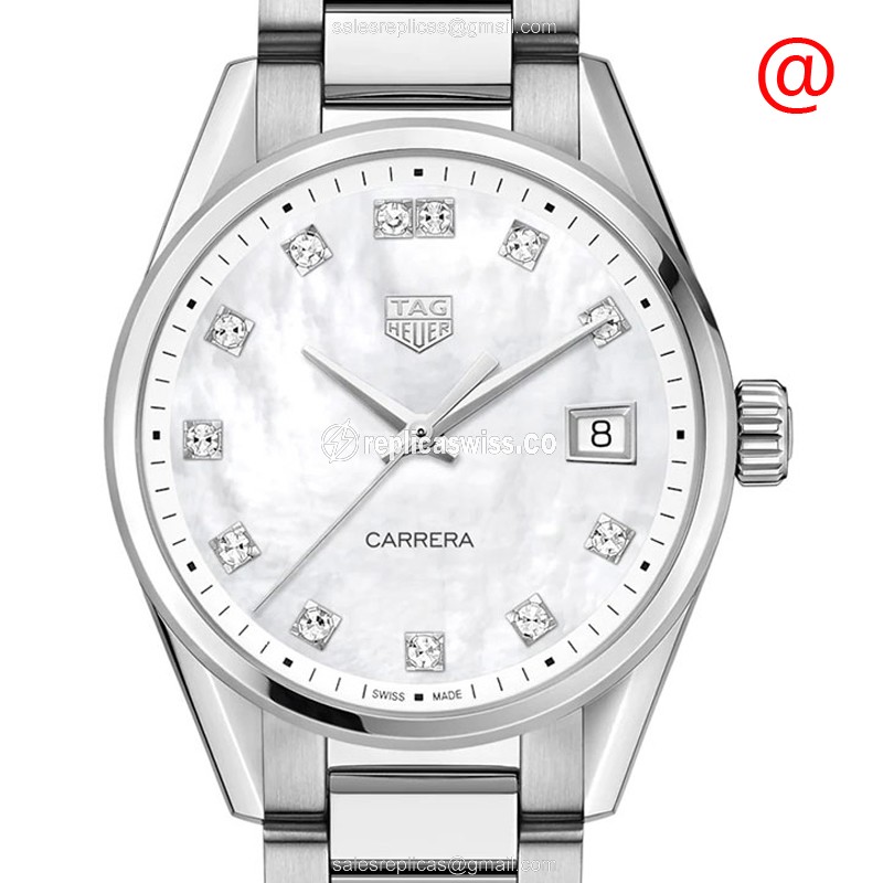 Tag Heuer Carrera Quartz Replica - White Dial - Steel Case - Silver Band - Clasp - Luxury Replica TAG HEUER CARRERA Watch
