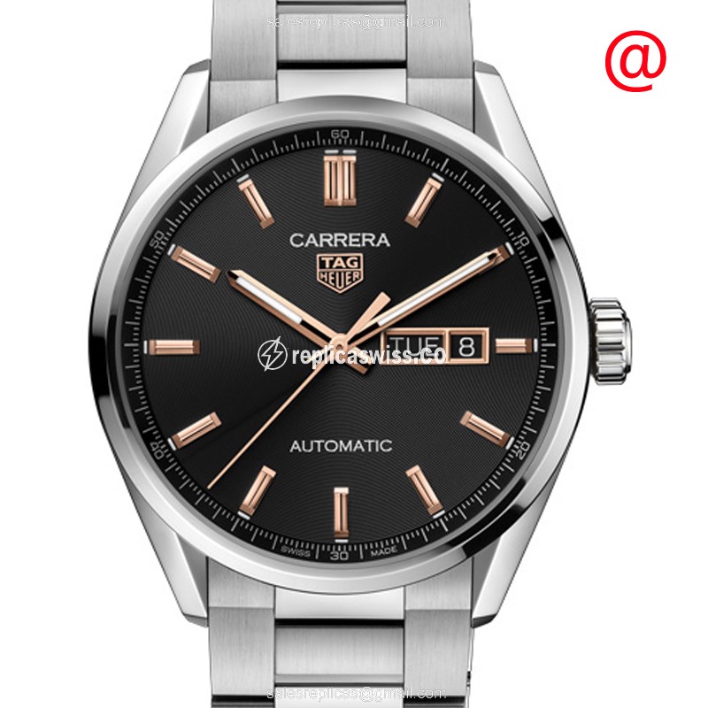Tag Heuer Carrera Replica - Automatic - Black Dial - Silver Steel Strap - 40mm - Luxury Replica TAG HEUER CARRERA Watch