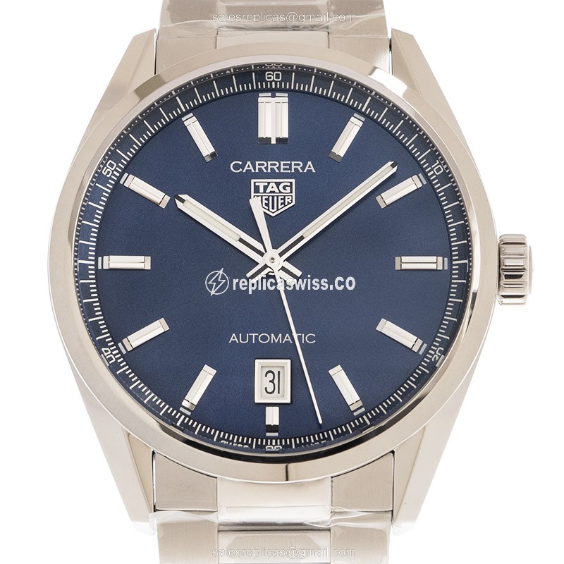 Tag Heuer CARRERA Replica - Automatic - Blue Dial - Steel Case - Silver Strap
