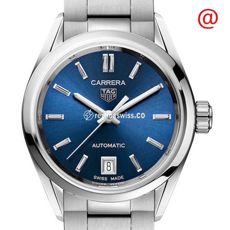 TAG HEUER CARRERA Replica - Automatic - Blue Dial - Steel Case - Silver Strap