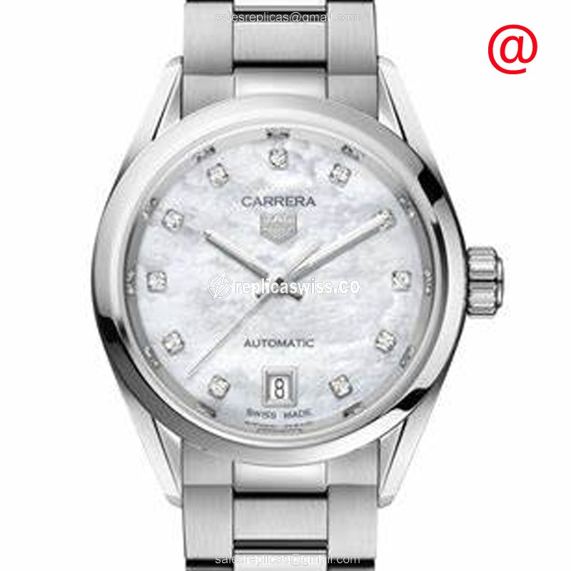 Tag Heuer CARRERA WBN2412.BA0621 - Automatic - Stainless Steel - White Dial - Silver Strap - Luxury Replica TAG HEUER CARRERA Watch