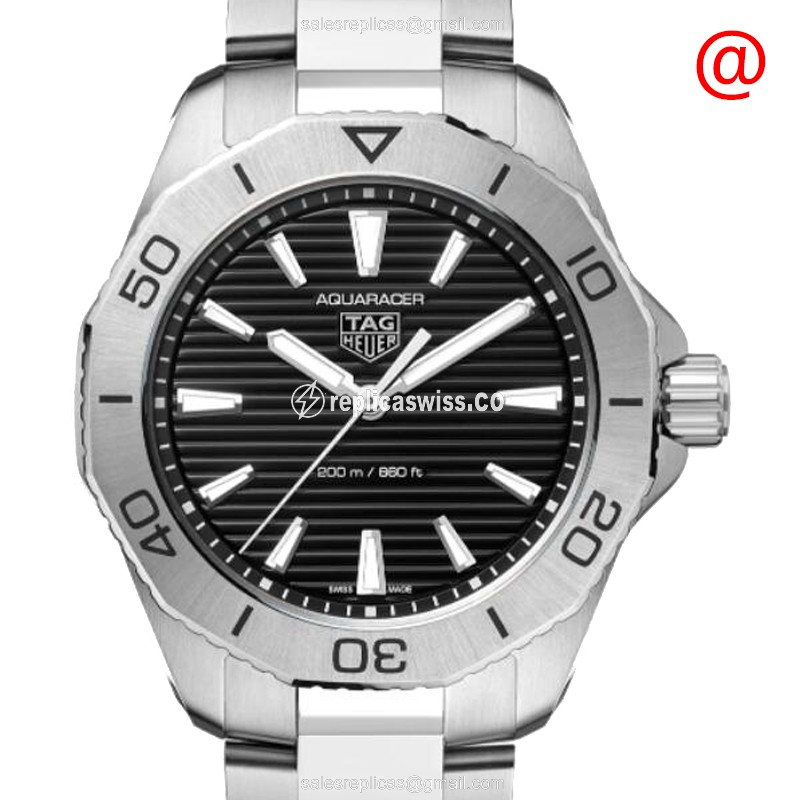 Tag Heuer AQUARACER Quartz - Black Dial - Steel Case - Silver Strap - Clasp - Luxury Replica AQUARACER Watch