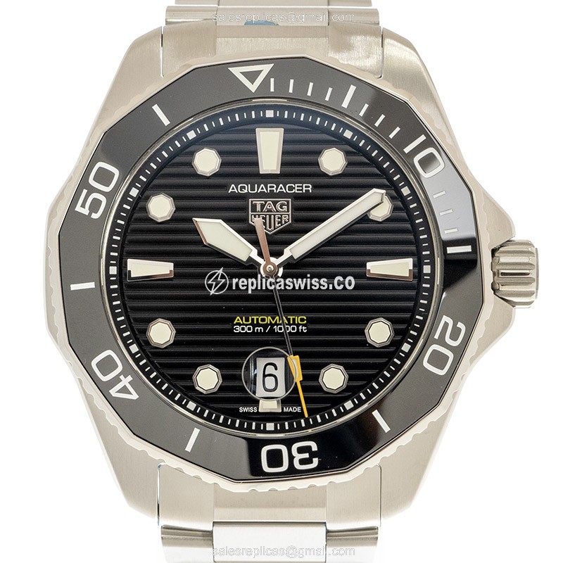 Tag Heuer Aquaracer Replica - Automatic - Steel - Black Dial - Silver Strap - Luxury Replica AQUARACER Watch