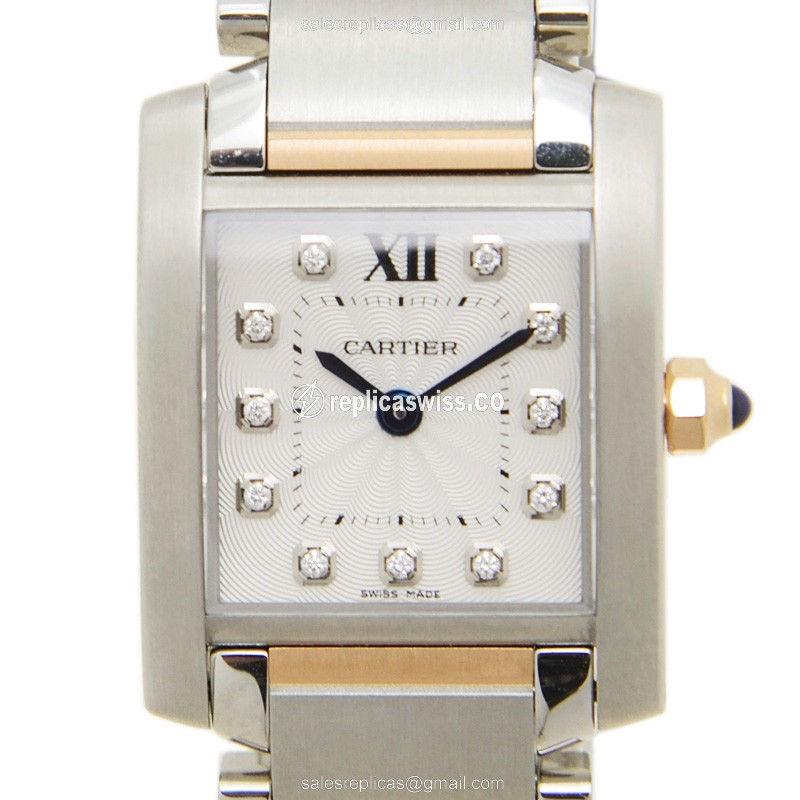 Cartier TANK Quartz Steel - White Dial Silver Clasp Steel Bracelet
