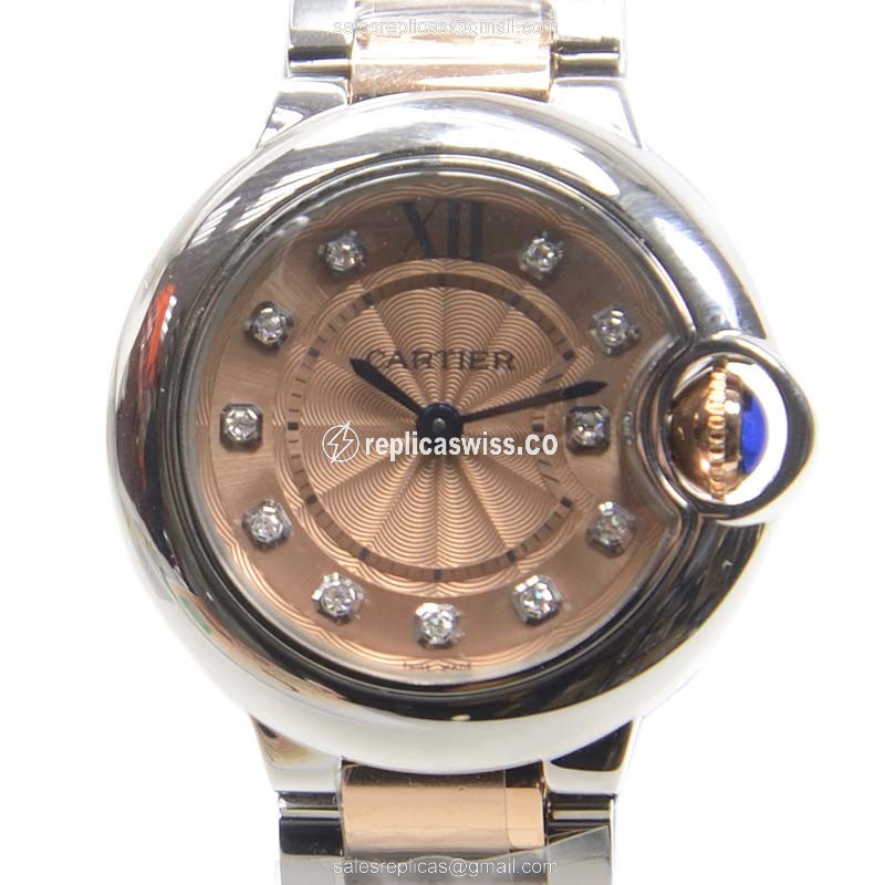 Cartier Ballon Bleu Replica - Quartz - Pink Dial - Steel Case - Silver Strap