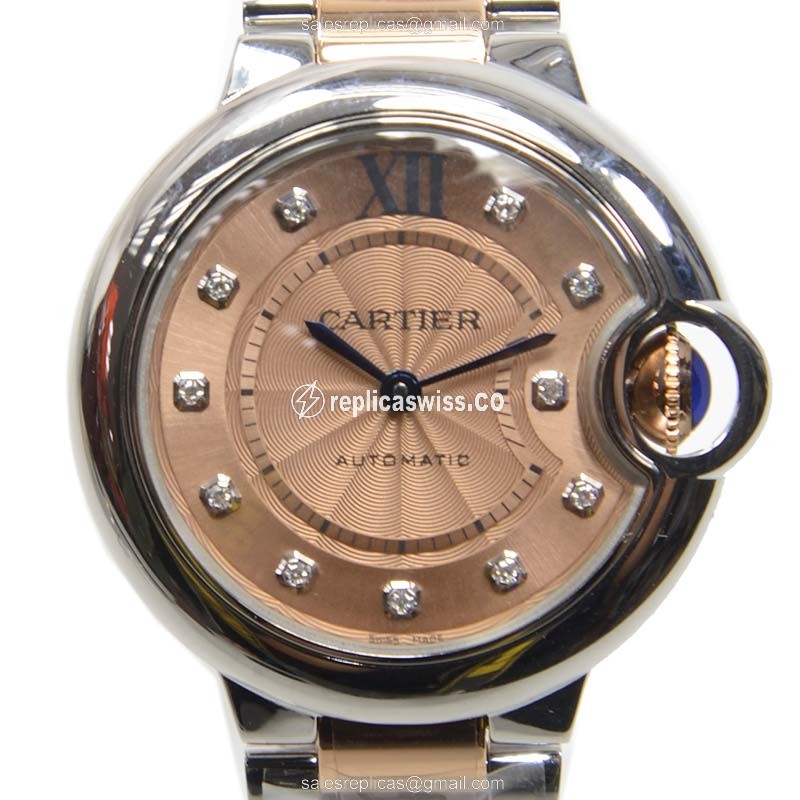 Cartier Ballon Bleu Replica - Automatic - Pink Dial - Steel Case - Silver Strap