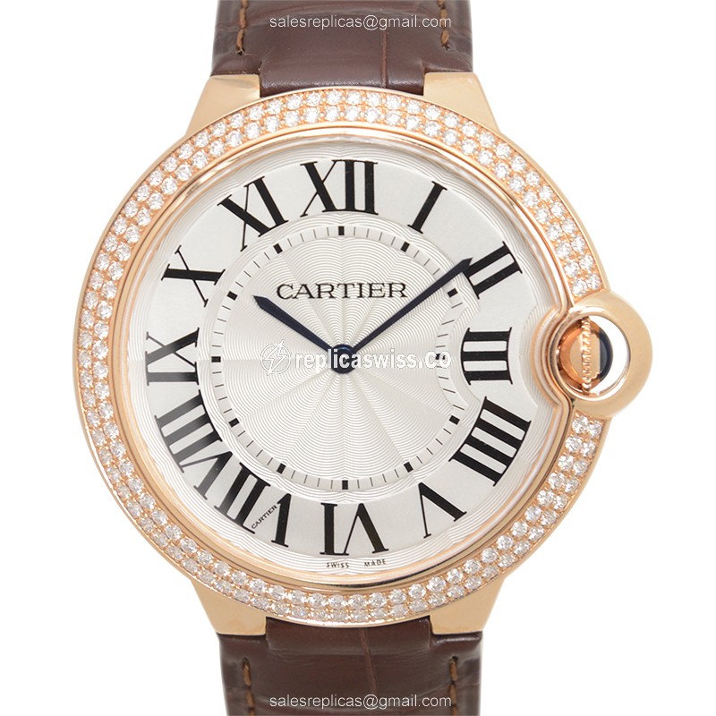 Cartier Ballon Bleu Replica - Wind - Rose Gold - Silver Dial