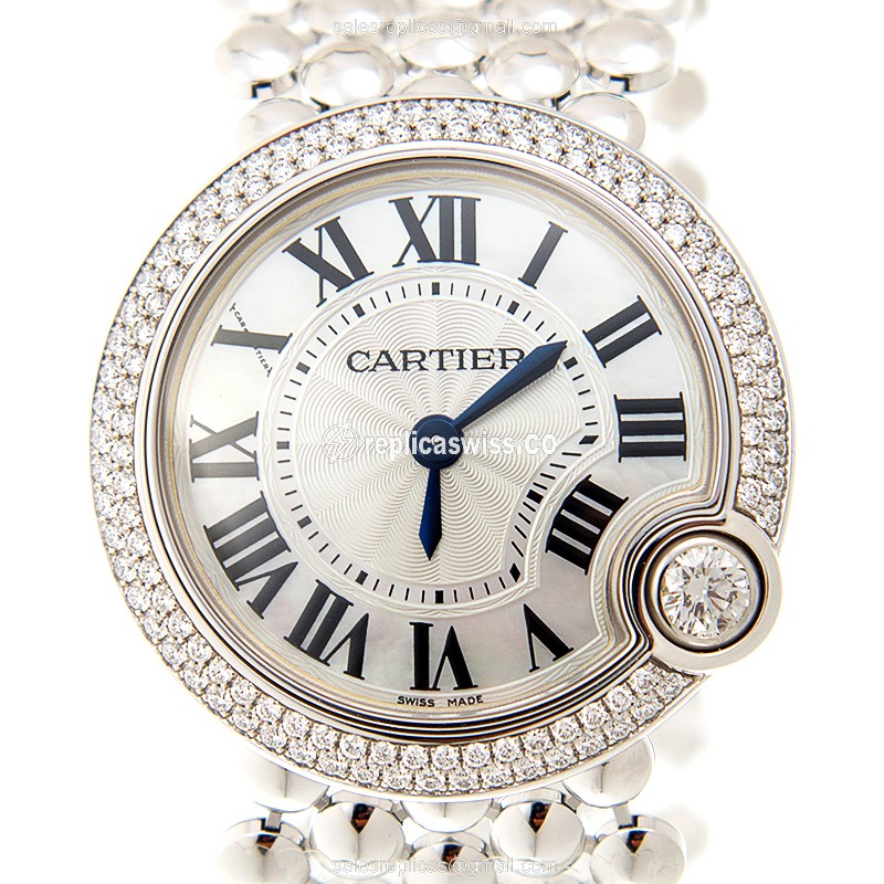 Cartier Ballon Bleu Quartz 18kt White Gold - Diamond Clasp - Silver Dial
