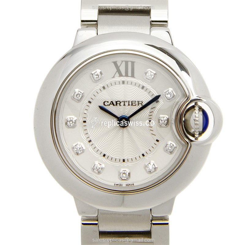 Cartier Ballon Bleu Quartz - White Dial - Steel Case - Silver Strap - Luxury Replica BALLON BLEU Watch