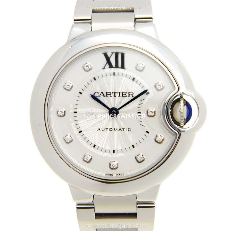 Cartier Ballon Bleu Replica - Automatic - White Dial - Steel Case - Silver Strap - Luxury Replica BALLON BLEU Watch