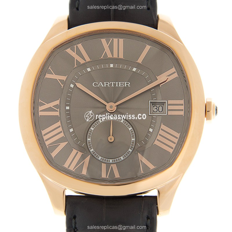 Cartier WGNM0004 Replica - Automatic - 18kt Rose Gold - Black Dial - Alligator Black Strap - Luxury Replica DRIVE DE CARTIER Watch