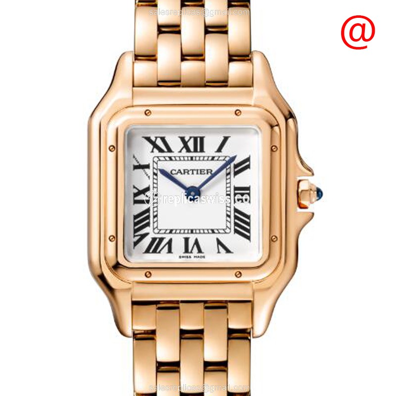 Cartier PANTHeRE Replica - Quartz - 18kt Rose Gold Case - Silver Dial - Gold Strap - Luxury Replica PANTHeRE DE CARTIER Watch