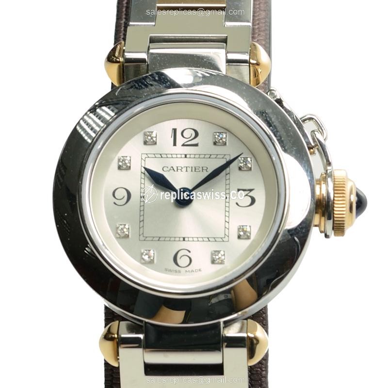 Cartier Pasha De Cartier Quartz - Steel Case - Silver Dial - 18kt Steel Strap