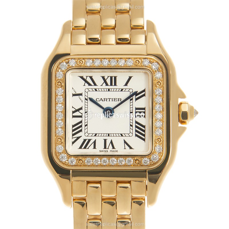 Cartier WJPN0015 PANTHeRE - Quartz - 18kt Gold - Diamond - White Dial - Gold Clasp