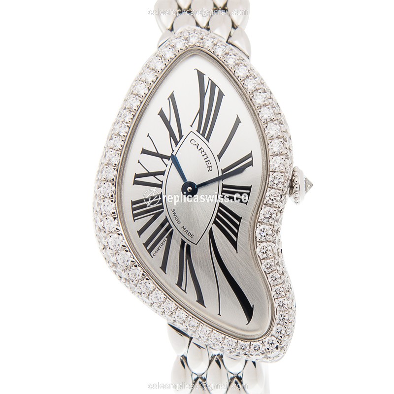 Cartier Crash Watch - Manual - White Gold - Diamond - Silver
