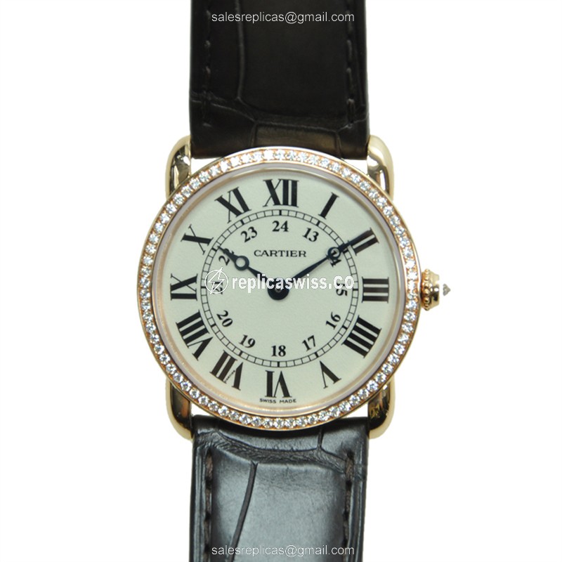 Cartier WR000351 RONDE LOUIS CARTIER Quartz 18kt Rose Gold & Diamonds