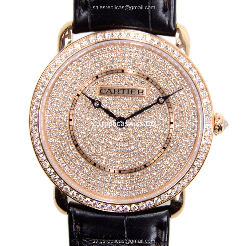 Cartier WR007008 RONDE LOUIS CARTIER Manual Wind 18kt Rose Gold & Diamonds