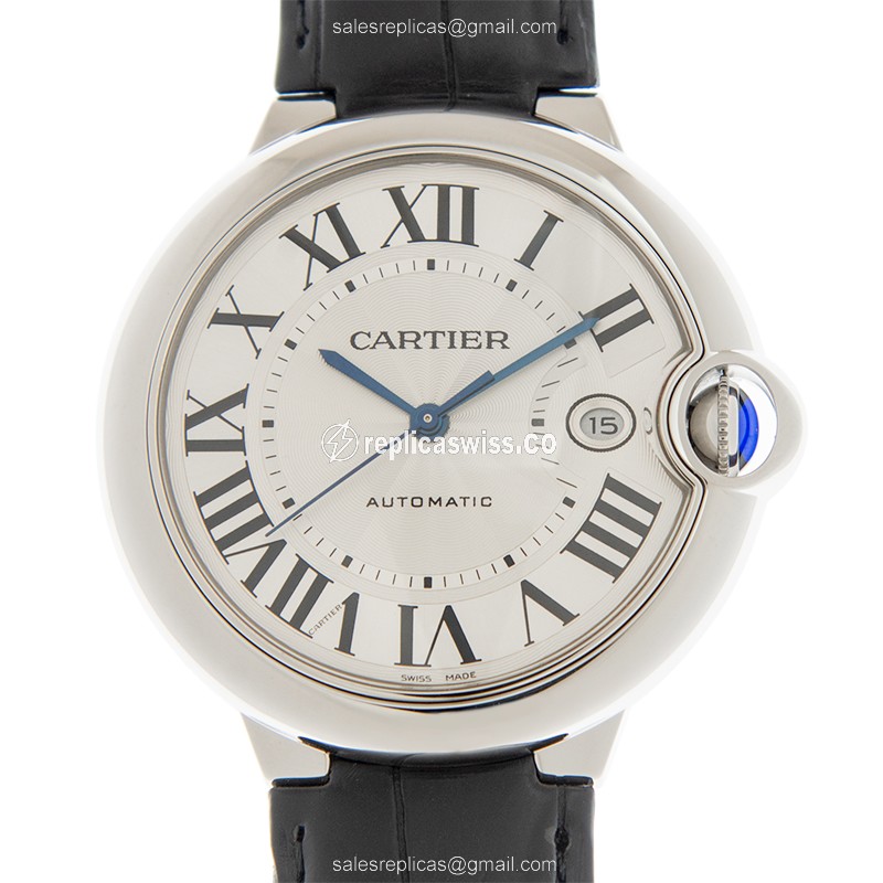 Cartier Ballon Bleu Replica - Automatic - Silver Dial - Steel Case - Black Alligator Strap - Luxury Replica BALLON BLEU Watch