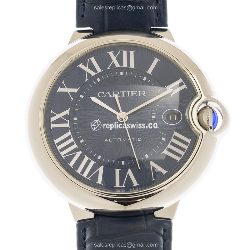 Cartier Ballon Bleu Replica - Steel - Blue Dial - Alligator