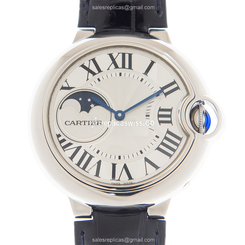 Cartier Ballon Bleu Replica - Automatic - Steel Case - Silver Dial - Blue Alligator Strap - Luxury Replica BALLON BLEU Watch