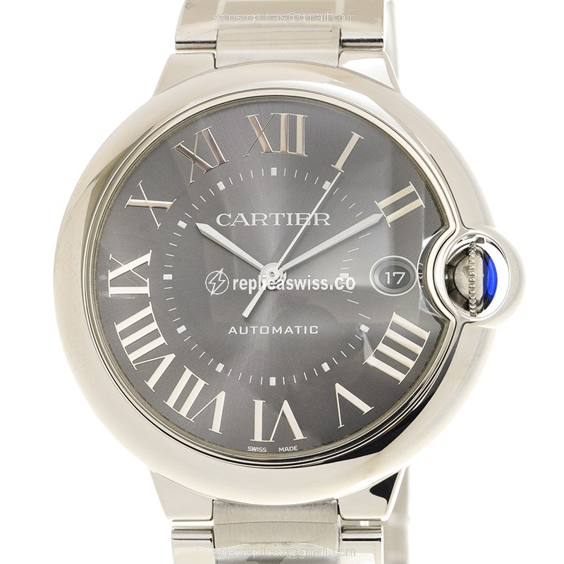 Cartier Ballon Bleu Replica - Automatic - Steel Case - Dark Grey - Silver Steel Band
