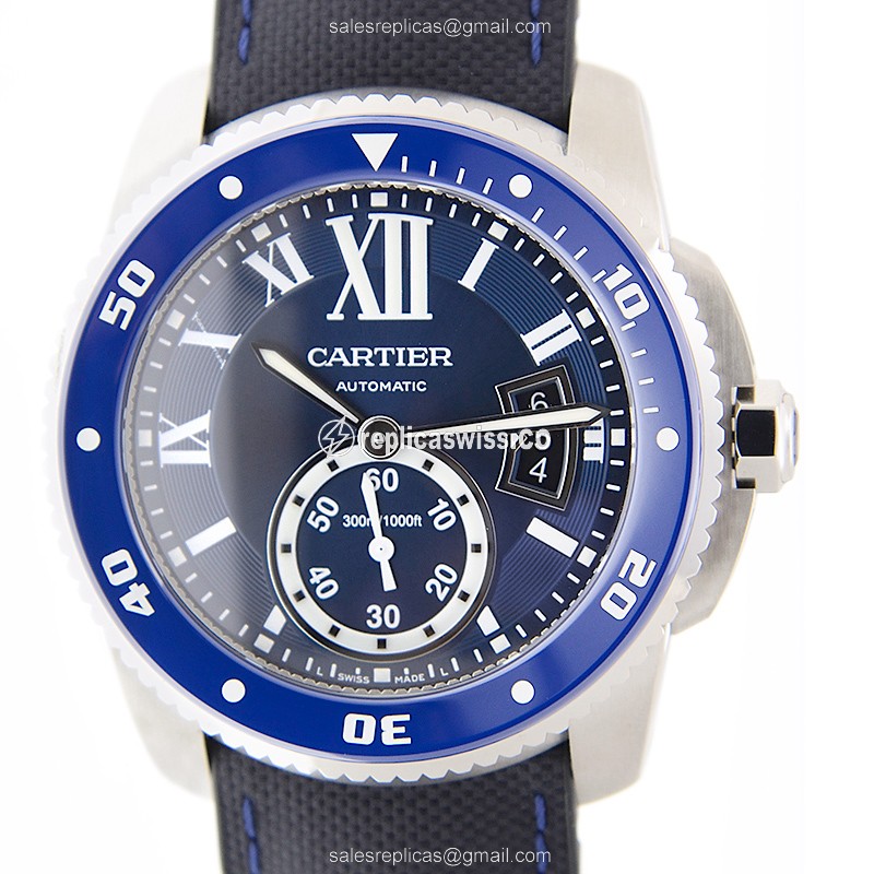 Cartier WSCA0010 Replica - Automatic - Steel Case - Blue Dial - Rubber Strap