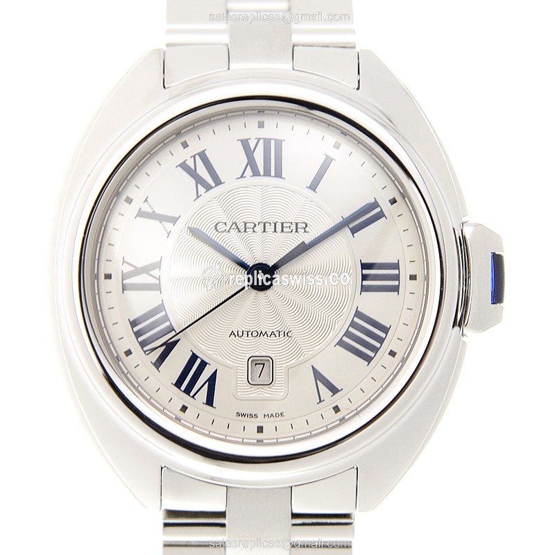 Cartier WSCL0005 Replica - Automatic - White Dial - Silver Steel Strap - Luxury Replica CLe DE CARTIER Watch