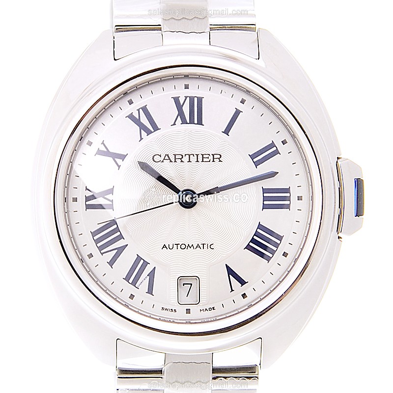 Cartier WSCL0006 Replica - Automatic - Stainless Steel - White Dial - Silver Strap - Luxury Replica CLe DE CARTIER Watch