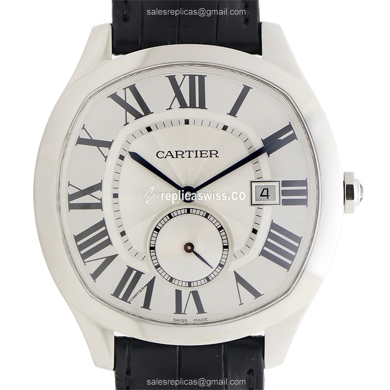Cartier DRIVE DE CARTIER Replica - Automatic - Steel - Silver - Black Alligator Strap - Luxury Replica DRIVE DE CARTIER Watch