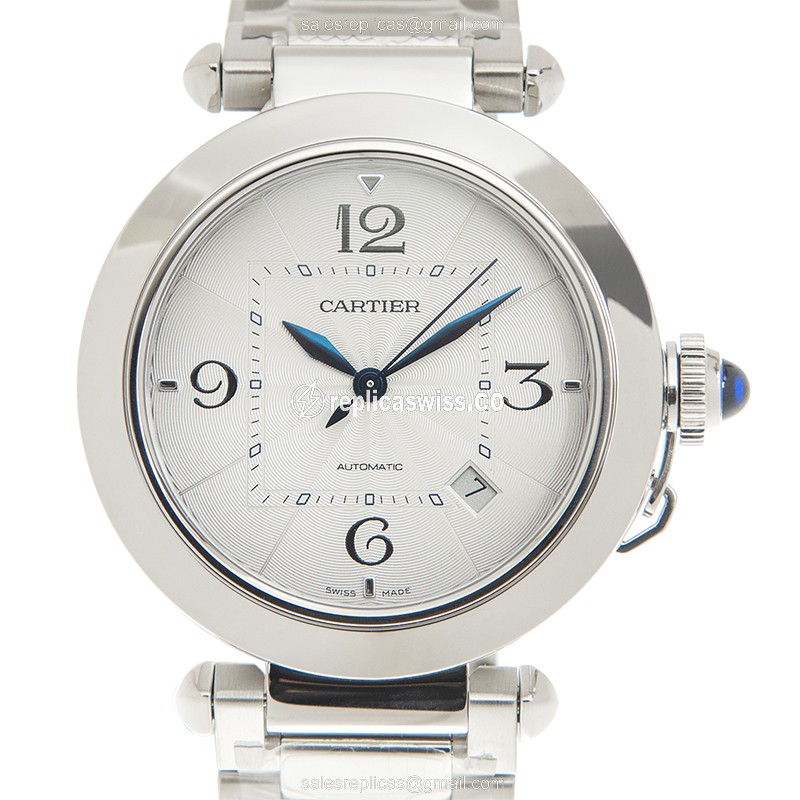 Cartier Pasha Replica - Automatic - Steel Case - Silver Dial - Silver Strap - Luxury Replica PASHA DE CARTIER Watch