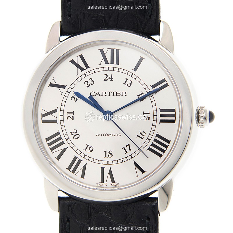 Cartier WSRN0013 RONDE SOLO - Automatic - Steel Case - Silver Dial - Black Alligator Strap - Luxury Replica RONDE SOLO DE CARTIER Watch