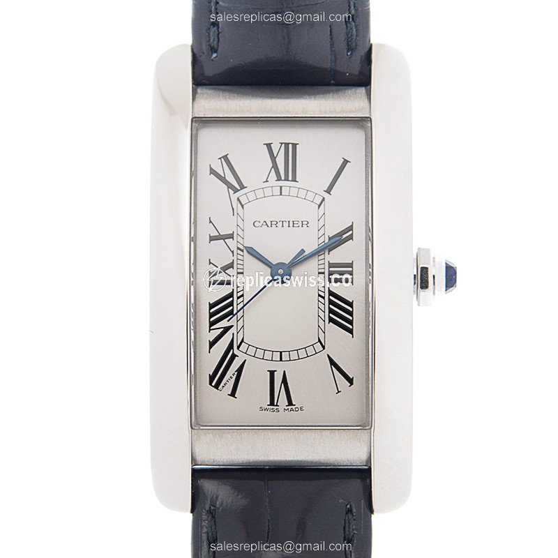 Cartier WSTA0017 Tank Automatic - Silver Dial - Black Alligator - Clasp - 40mm Steel - Luxury Replica TANK Watch