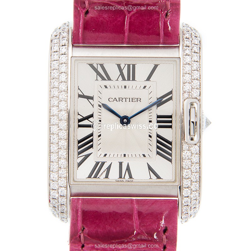 Cartier WT100030 TANK Quartz 18kt White Gold & Diamond - Luxury Replica TANK Watch