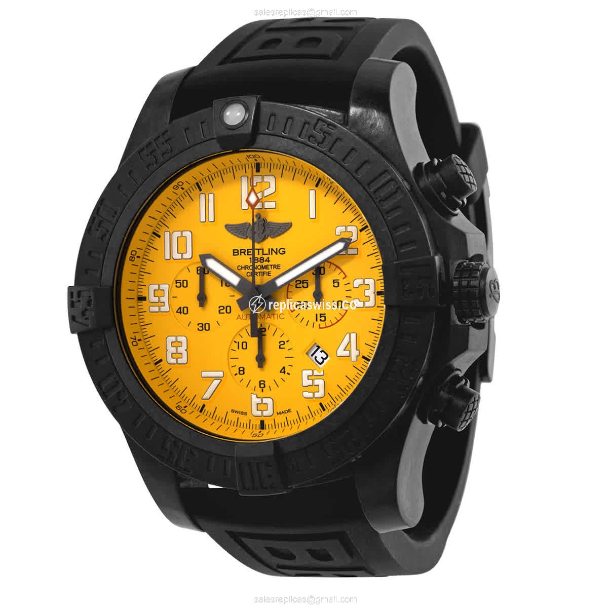 Breitling XB0170E41I1S2 Avenger - Automatic Carbon Fiber - Yellow Dial - Black Rubber Strap - Buckle Clasp