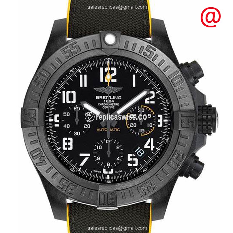 Breitling Avenger Hurricane Replica - Automatic - Carbon Fiber - Black Dial - Fabric Strap - Luxury Replica AVENGER HURRICANE Watch
