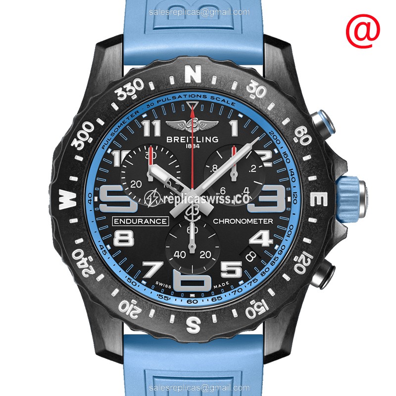 Breitling XB82310281B1S1 Quartz - Carbon Fiber Case - Black Dial - Blue Rubber Strap